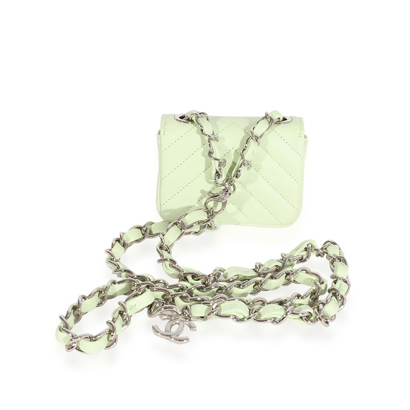 Chanel Light Green Chevron Quilted Flap Belt Bag - Picture 3 of 7